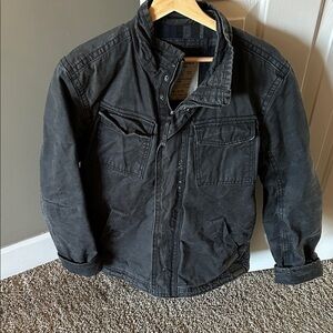 American Eagle Outfitters Dark Gray Military Jacket. Stiff texture